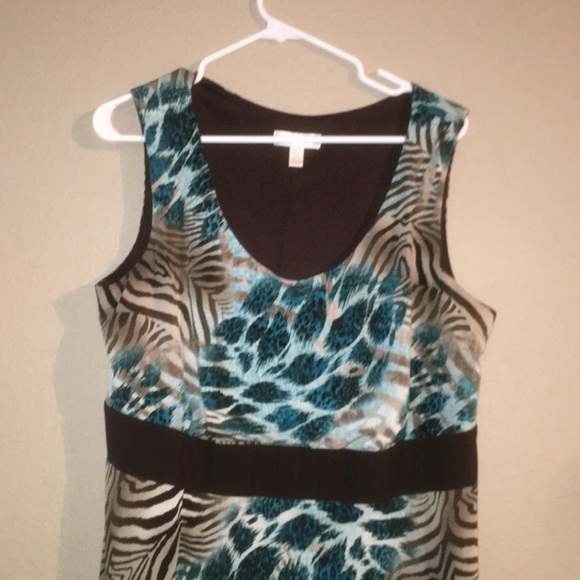 Brown Blue White Dress Barn Size 16 Maxi Dress - Picture 2 of 5